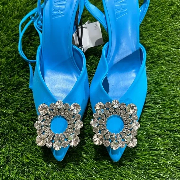 Zara | Rhinestone Lace-Up Heels - Picture 3 of 5